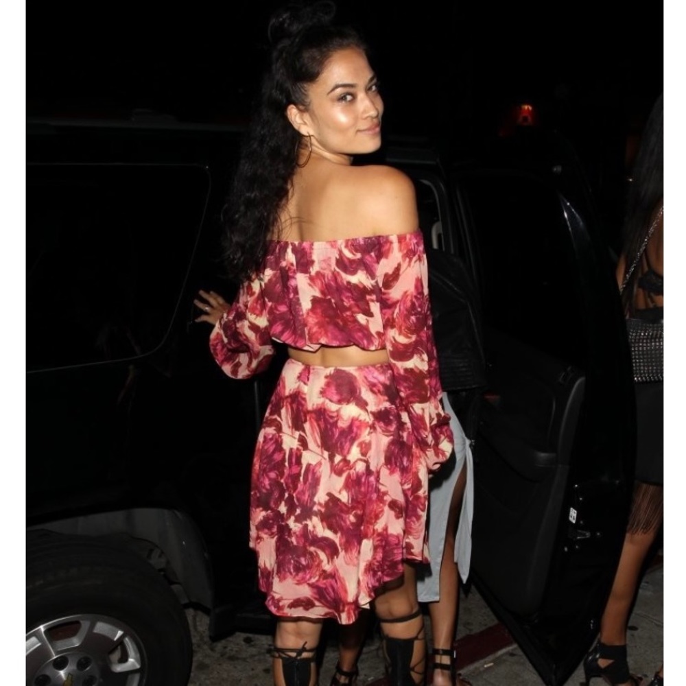 For love and lemons wild rose crop top and skirt from Revolve